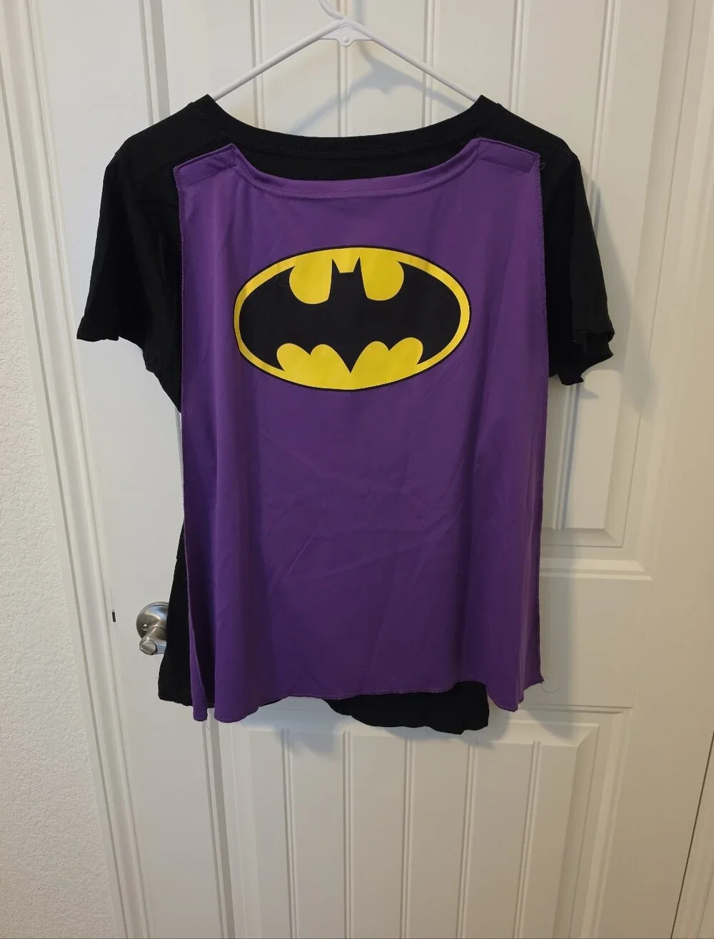 Batgirl Costume Shirt with Detachable Cape & Matching Socks, youth XL